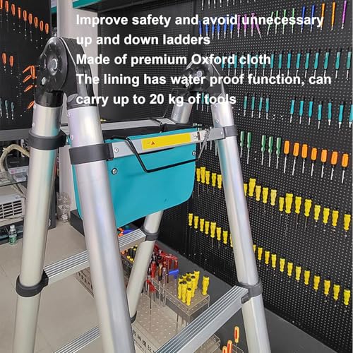 Ladder Tool Holder, Folding Oxford Cloth Ladder Bag, Portable Heavy Duty Bag Organizer Accessories, 44.09lb Capacity Compact Repair Work Tool Organizers, 26x18x20cm