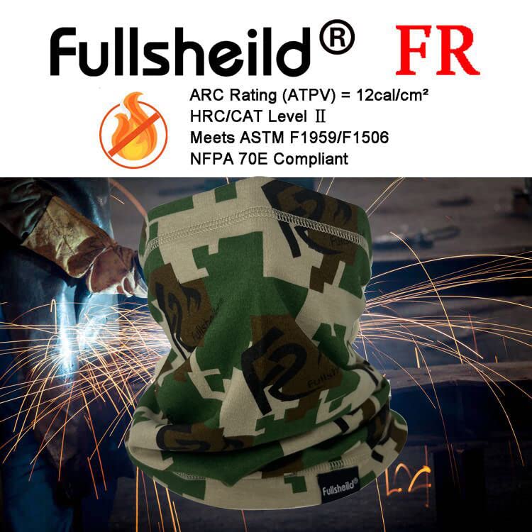 Fullsheild FR Flame Resistant Face Mask Full Cover Neck Gaiter Snood for Welding Hunting Army Military Working - color: Black and Alphabet Camouflage-2pcs