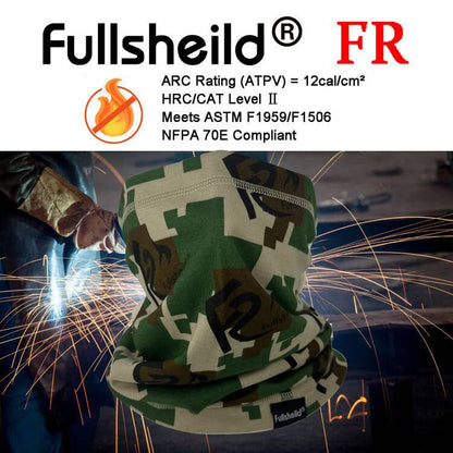 Fullsheild FR Flame Resistant Face Mask Full Cover Neck Gaiter Snood for Welding Hunting Army Military Working - color: Black and Alphabet Camouflage-2pcs