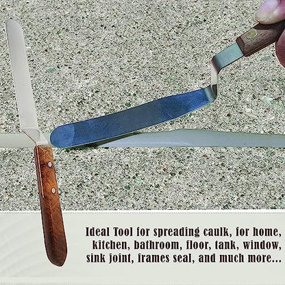 A2Z Scilab Brand Engineering Classic Offset Caulk Tooling Spatula, Stainless Steel (5 Inch Long Offset Blade) - style: 5 Inch Long Offset Blade