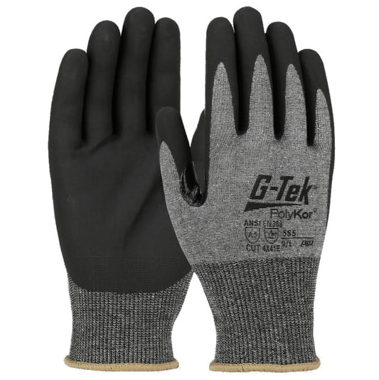 G-Tek 555-S, Seamless Knit PolyKor® Blended Glove with Nitrile Coated Foam Grip on Palm & Fingers - Touchscreen Compatible - size: Small