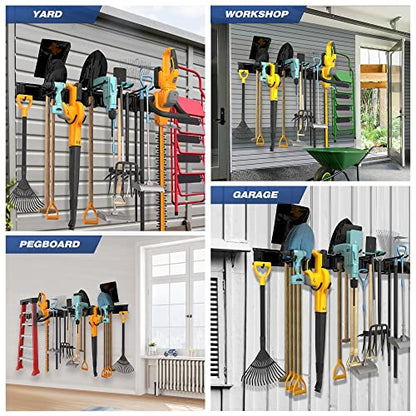 Sttoraboks Garage Tool Storage Rack, Heavy Duty Garage Storage Organizer Rack System Wall Mounted Tool with 12 double hooks, 4 rails Garden Tool Rack - size: 68inch 4 panels+12 hooks