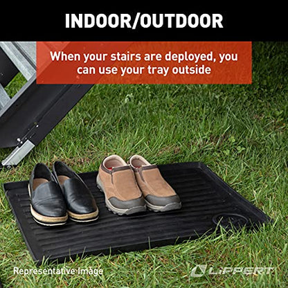 Lippert Solid Step All-Weather Entry Floor Tray, 28-1/4" W x 20" D, Heavy-Duty Recycled Rubber Mat for Door Entryway Indoor or Outdoor, for Shoes, Pet Dishes - 801380