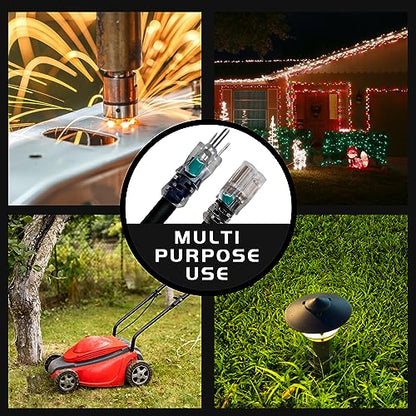 Extension Cord with Lighted End, UL Certified, 12 Gauge 1FT Black 3 Prong Heavy Duty, 12/3 SJTW 15A Power Cord for Lights, Lawn - size: 1FT, style: 12/3