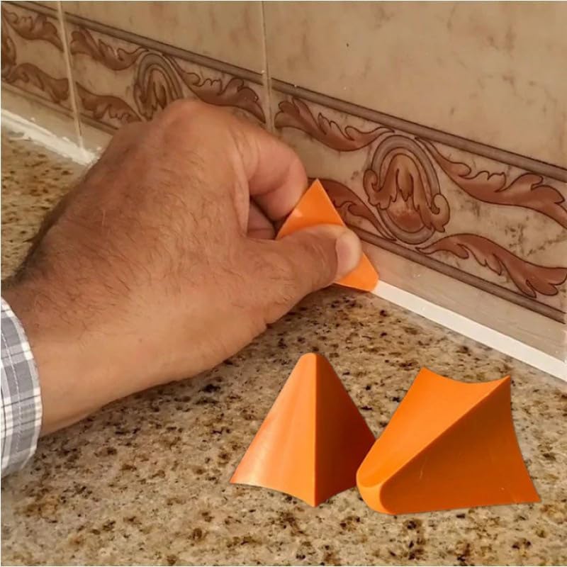 Silicone Caulking Tool, Orange Silicone Seam Tool Kit(3/6/10/16mm), Effective Grout Spreader for Kitchen, Bathroom, Tile, Window - color: Orange