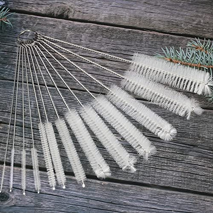 CiaraQ Bottle Cleaning Brushes, 8 Inch Nylon Tube Brush Set, Cleaner for Narrow Neck Bottles Cups with Hook, Set of 13pcs, White - color: White, size: 8.0 Inch (13pcs)