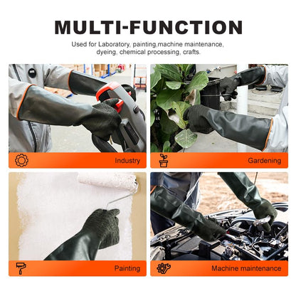 Heavy Latex Chemical Resistant Gloves - Reusable Long Rubber Dishwashing Gloves with Forearm Protection for Men - Waterproof, Industrial Safety Gear, Acid & Alkali Resistant, Oil-Proof，22“XL,1 Pair - size: 22”