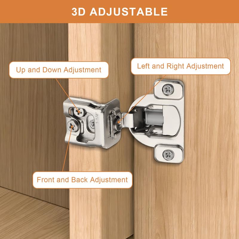 Probrico 1 Pair -2 Pcs 1-1/4 Inch Overlay Cabinet Hinges, Stainless Steel Soft Close Face Frame Hinges for Kitchen, Concealed Self-Closing Door Hinges - size: 1-1/4 Inch