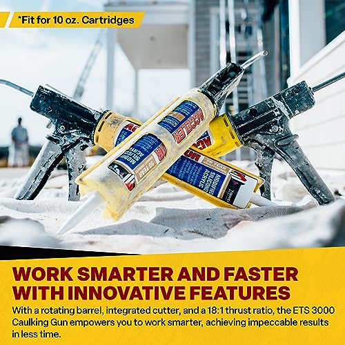 Dripless Brand ETS3000 Composite Caulk Gun for gunning 10oz / 300ml Sealant or Adhesive Cartridges - 18:1 Thrust Ratio - Unibody Revolving Cradle - Optional Drip/Dripless switch - ProBuilder Grade