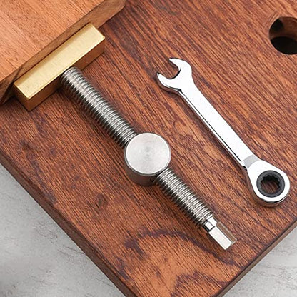 2 Pack Bench Dog Clamp with 4 Pack Woodworking 3/4 Inch Bench Dogs Hole Clamp Adjustable Workbench Stop Stainless Steel Brass Carpenter Tool (19mm)