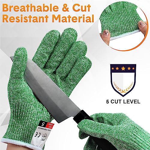 Hercicy 12 Pairs Cut Resistant Gloves Level 5 Protection Safety Cutting Kitchen Cuts Gloves for Chefs Garden - size: Large