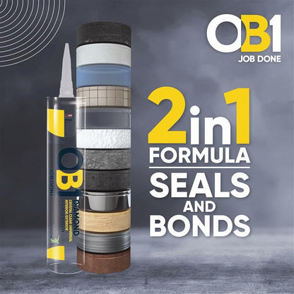 OB1 Universal Caulk Sealant & Adhesive Diamond Crystal Clear 10.1oz | Professional Grade All-in-One Advanced Hybrid | Water Resistant Internal & External | Shrink Crack & UV Resistant | 1 Cartridge - color: Clear, size: 10.1oz (Pack of 12)