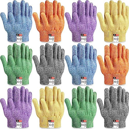 Hercicy 12 Pairs Cut Resistant Gloves Level 5 Protection Safety Cutting Kitchen Cuts Gloves for Chefs Garden - size: Medium