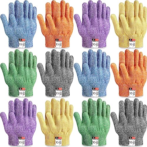 Hercicy 12 Pairs Cut Resistant Gloves Level 5 Protection Safety Cutting Kitchen Cuts Gloves for Chefs Garden - size: Large