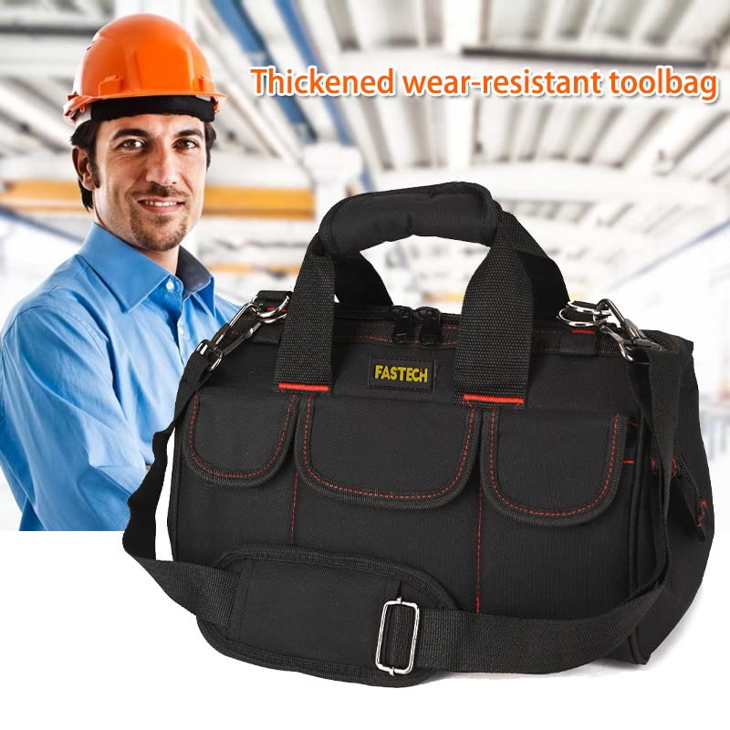 FASTECH 17-inch Heavy Duty Tote Bag With Wide Mouth For Tool Storage, Carrier and Organizer,Tools Bag for Men, Wide Mouth Tool Bag With Inside Pockets (17 Inch) - size: 17IN