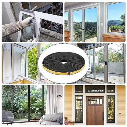 uxcell Weather Stripping 3/4" W x 1/8" T x 13ft L Adhesive Door Window Seal Strip Foam Seal Tape for Doors Window Insulation - size: 3/4"W x 1/8"T x 13ft L