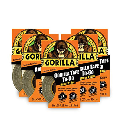 Gorilla 6100101-5 Duct Tape to-Go, 1" x 10 yd, Black, (Pack of 5), 5-Pack, 5 Piece - size: 5 - Pack