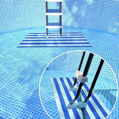 Drydiet Pool Step Mat Above Ground Ladder Mat, Swimming Protective Nonslip Step Pad with Texture, Pool Essentials Accessories for Floor Liners and Stairs, Blue and White Stripes (36 x 16 Inch) - size: 36 x 16 Inch