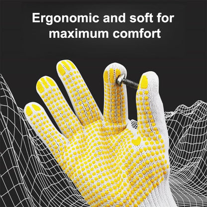 4 Pairs Safety Work Gloves for Men Women, Anti-slip Dots Gloves, Breathable Grip Protective Glove for Painter Mechanic Industrial Gardening Construction Warehouse(Blue, Yellow)
