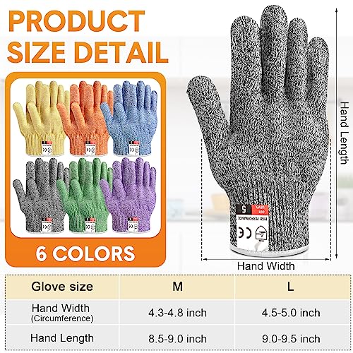 Hercicy 12 Pairs Cut Resistant Gloves Level 5 Protection Safety Cutting Kitchen Cuts Gloves for Chefs Garden - size: Medium