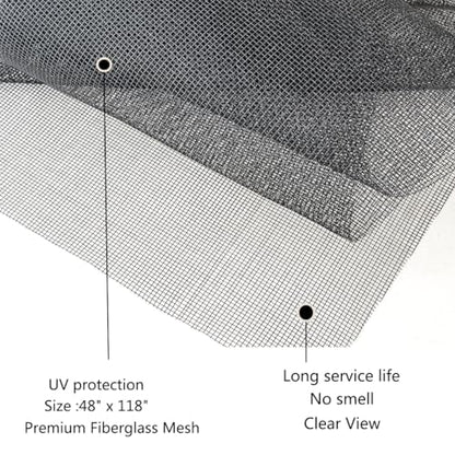 New Window Screen Replacement,48"x118" Screen Repair Kit for Window, Charcoal Fiberglass Mesh with Rolling Tool/Hook/Ruler/Cutter/Spline,Sliding Screen Door Replacement for Window & Patio Doors