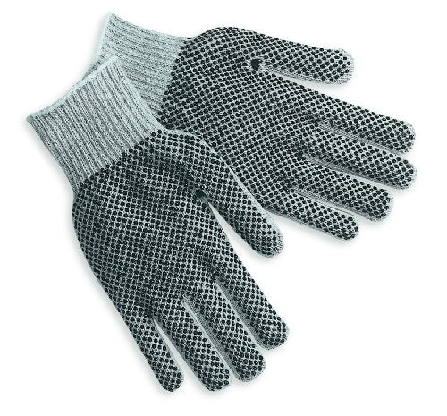 MCR Safety 9662LM Cotton/Polyester 7 Gauge String Knitted Multi-Purpose Gloves with White Hemmed Cuff, Gray, Large, 1-Pair - size: Large