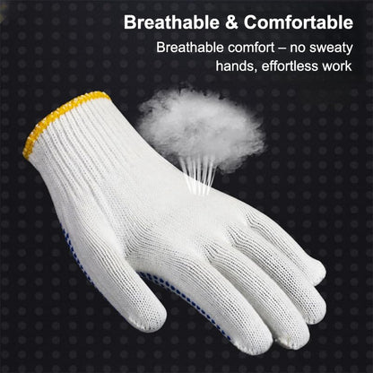 4 Pairs Safety Work Gloves for Men Women, Anti-slip Dots Gloves, Breathable Grip Protective Glove for Painter Mechanic Industrial Gardening Construction Warehouse(Blue, Yellow)