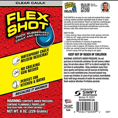 Flex Shot Rubber Adhesive Sealant Caulk, 8-oz, Clear - color: Clear, size: 8 Oz (Pack of 1), style: Caulk