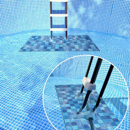 Drydiet Pool Step Mat Above Ground Ladder Mat, Swimming Protective Nonslip Step Pad with Texture, Pool Essentials Accessories for Floor Liners and Stairs, Blue and Green Square Pattern(36 x 16 Inch) - size: 36 x 16 Inch