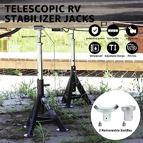 BESTOOL RV Supports Stabilizer Jacks, Travel Trailer Stabilizer Jacks Camper Jack Stands from 17.3" to 30.3" 5Ton /12000 lbs Capacity - color: Black-Dual head RV stabilizer jacks/2PC