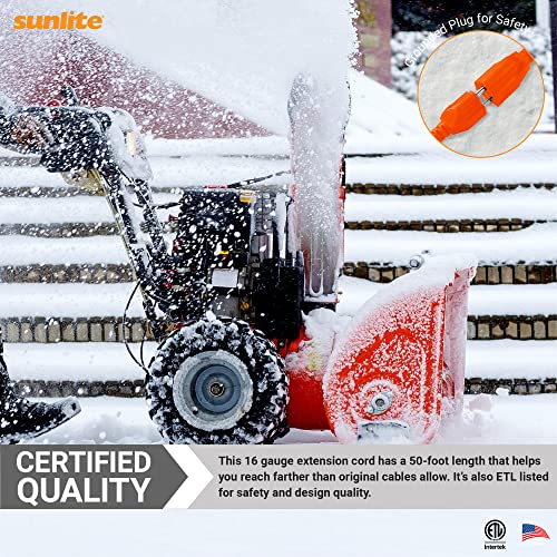 Sunlite Outdoor Heavy Duty 50 Feet Three Prong Extension Cord, 13 Amp, 50'(16/3) Orange - size: 50'(16/3)