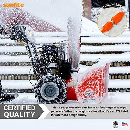 Sunlite Outdoor Heavy Duty 50 Feet Three Prong Extension Cord, 13 Amp, 50'(16/3) Orange - size: 50'(16/3)