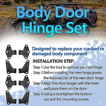 Body Door Hinge Compatible with Wrangl-er JK JKU Unlimited 2007-2018 Interior Door Hinges Compatible with JK 8 Pcs - size: 4 Door Interior Hinges