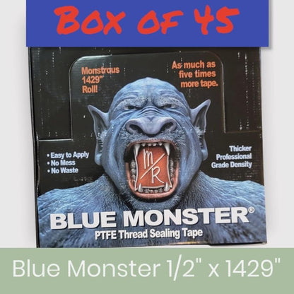 Blue Monster Teflon Tape 1/2 Wide 1,429" Long - Case of 45 Rolls