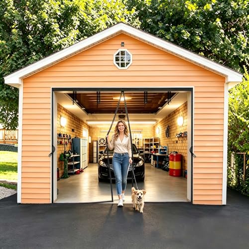 Magnetic Garage Door Net Screen Kit 8x8 FT - Heavy-Duty Fiberglass Mesh with Magnetic Closure for 1 Car Garage 8x8ft, Blocks Bugs & Enhances Privacy - Perfect for Workshop Gym or Patio Use - color: Black, size: 8x8ft