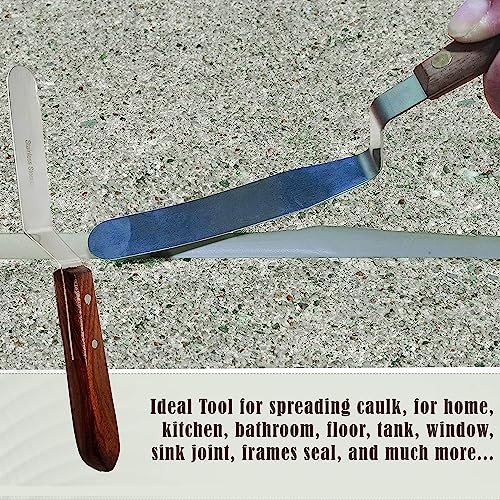 A2Z Scilab Brand Engineering Classic Offset Caulk Tooling Spatula, Stainless Steel (4 Inch Long Offset Blade) - style: 4 Inch Long Offset Blade