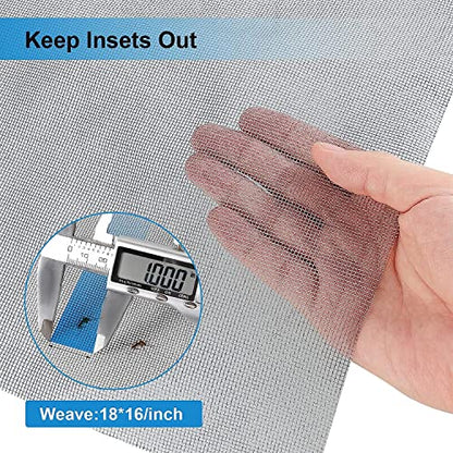 HOMMEE Windows Screen and Screen Door Repair Kit, 39'' x118'' Fiberglass Screen Mesh with Rolling Tool and Screen Retainer Spline