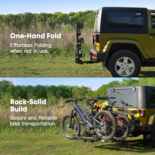 CRAVOT CyberRack S3 Ebike Rack, 300 lbs Capacity Foldable Bike Racks for Tow Hitch Heavy Electric Bike Carrier for 3 E-Bike, Up to 5-inch Fat Tire 2'' Receiver - style: S3-300lbs