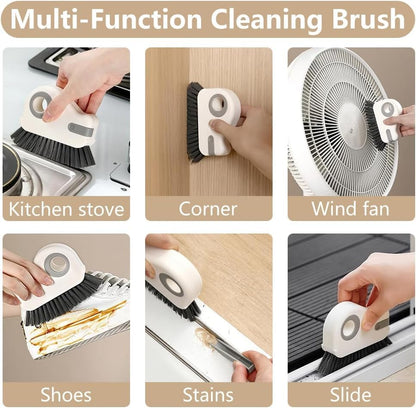 2 in 1 Window Track Cleaning Brush Tools, Hard Bristle Crevice Cleaning Brush, Multifunctional Gap Scrub Brush with Hidden Scraper, Groove Cleaning Brush for Sliding Door Track, Window Sill (Mix#1) - color: Mix#1