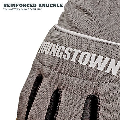 Youngstown Glove Hybrid Plus Leather Palm Heavy Duty Work Gloves For Men - Washable, Durable, Form-Fit - Gray - size: X-Large (Pack of 1)