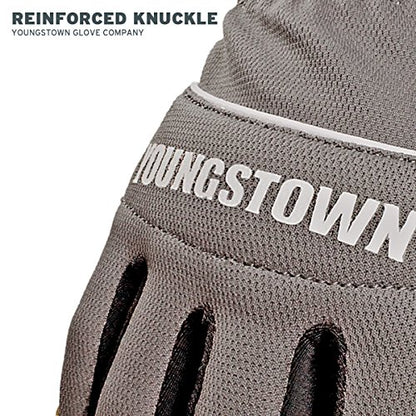 Youngstown Glove Hybrid Plus Leather Palm Heavy Duty Work Gloves For Men - Washable, Durable, Form-Fit - Gray - size: Small (Pack of 1)