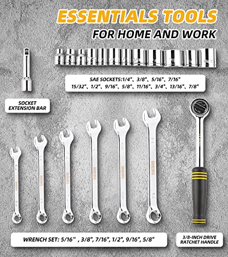 DOWELL 229PCS Tool Sets for Men, Household Hand Tool Kit, Home Repairing Tool Set for Maintenance with 14-Inch Storage Bag - size: 229 PCS
