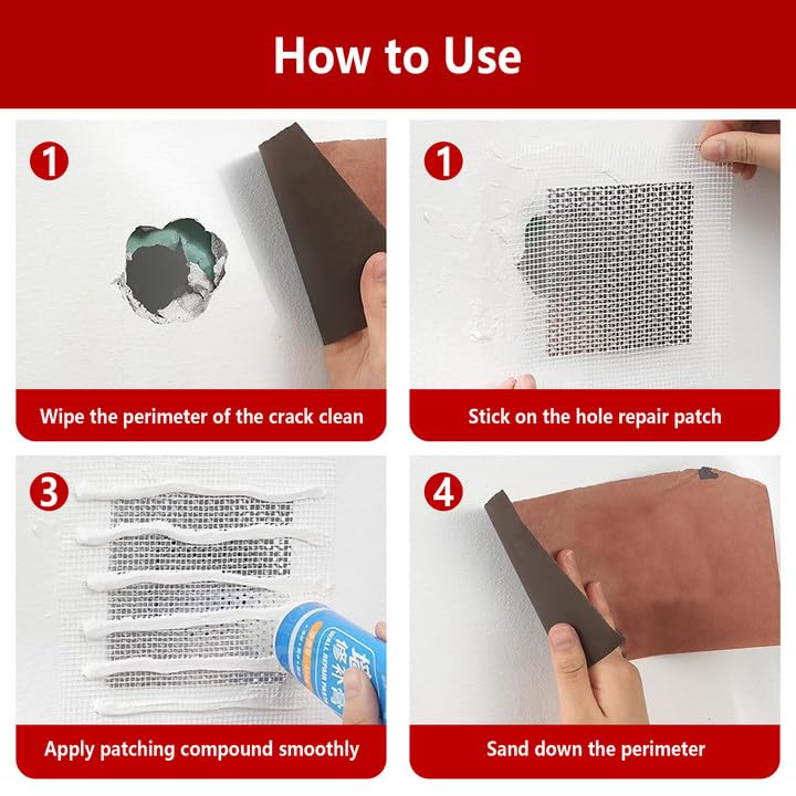10PCS 4Inch Aluminum Wall Repair Patch, Self Adhesive Fiberglass Wall Hole Patch, Large Hole Patch Repair for Drywall, Sheet Rock - size: 4Inch