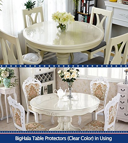 Round Clear Plastic Table Protector Cover Pad Thick Wipeable PVC Vinyl Tablecloth Furniture PVC Protective Desktop Liner Cover Waterproof Dining Tabletop Protection Desk Top Pad 36 Inch Diameter Round - color: New Version Round Shape Clear, size: 36" x 36