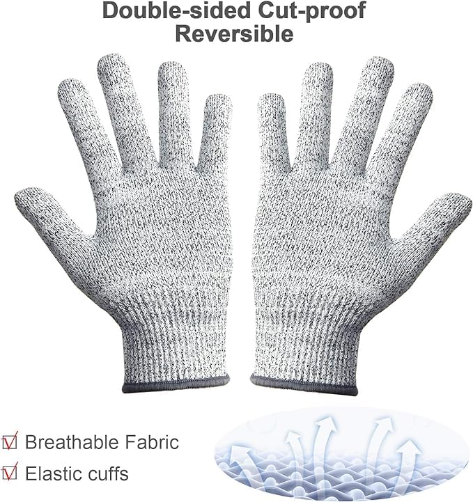 Cutting Gloves, 2 Pairs Cut Resistant Gloves, Cut Proof Gloves Kitchen, Cutting Gloves for Chef, Cut Gloves, Grey - size: X-Large, style: Anti-slip
