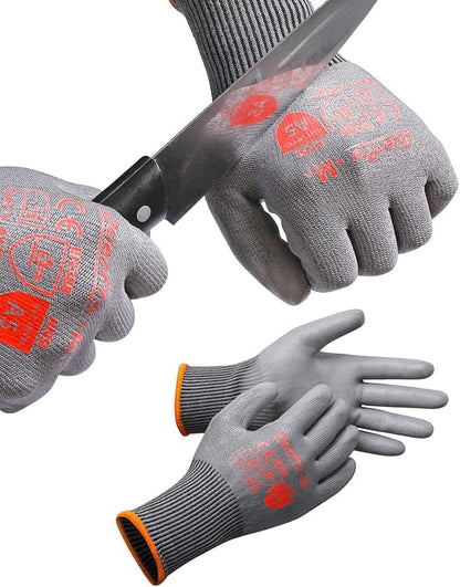 Cut-Resistant Gloves ASNI A5 Design in Japan Safety Heavy-Duty Coated Non-Slip Grip Work Glove for Construction DIY - size: X-Large