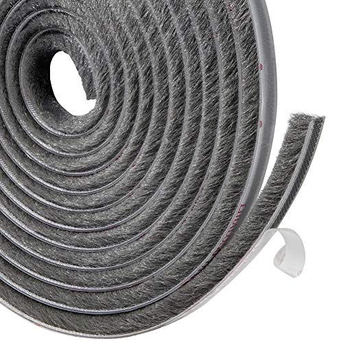 TORRAMI Felt Weather Stripping Seal Tape 11/32 inch x 11/32 inch x 16 ft, Self Adhesive Door Brush Seal Strip with New Package Neat Pile Keep Draft Out Warm in Winter, Grey - color: Gray, size: 11/32 inch x 11/32 inch x 16 ft