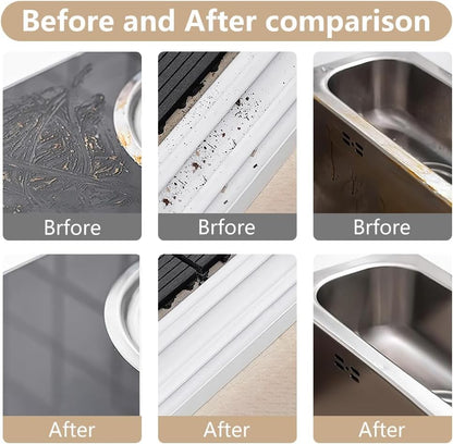 2 in 1 Groove Cleaning Brush, Window Track Cleaner Brush with Hidden Scraper, Crevice Cleaning Brush for Sliding Door Track, Window Sill, Narrow Gaps, Kitchen & Bathroom Cleaning Tool (White) - color: White