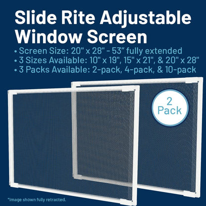 Adjustable & Expandable Window Screen 28" x 20" (2-Pack) Pre-Framed Window Screen expands up to 53" - size: 28" - 53" x 20" (2-pack)