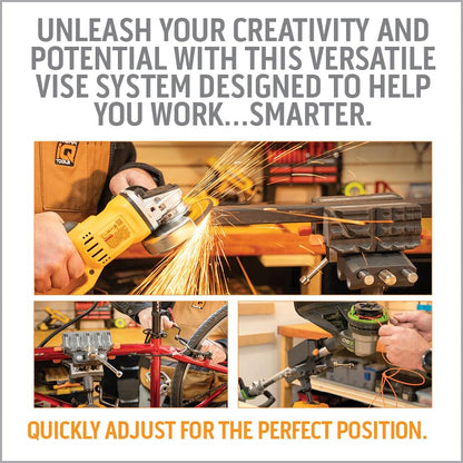 WORK IQ TOOLS 360° Rotating Bench Vise with 5" Jaw Pads - Versatile Woodworking & Pipe Vise for Home Improvement Projects - Compatible with Work Table Workbenches & IQ Connect Accessories
